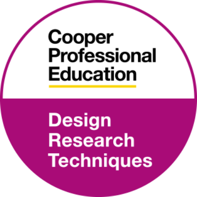 Cooper Professional Education badge for the Design Research Techniques course.